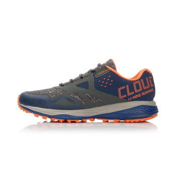 李寧（LI-NING）跑步鞋暗淡灰/寶藍(lán)色/金橙色/鐵青灰 
