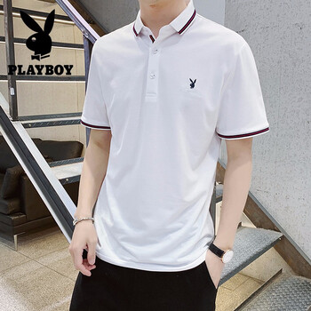 花花公子（PLAYBOY） 短袖 男士T恤 19063白色 