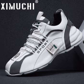希慕驰XIMUCHI品牌 运动休闲鞋男 秋冬新款板鞋包底鞋子男 百搭小白鞋男鞋 白灰(礼盒装） 42