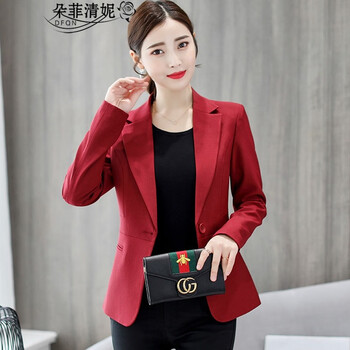 朵菲清妮 西裝領(lǐng) 長(cháng)袖 女 短外套 口袋