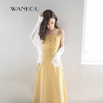 婉扣（WANKOU） 格子 格子，拉鏈 連衣裙