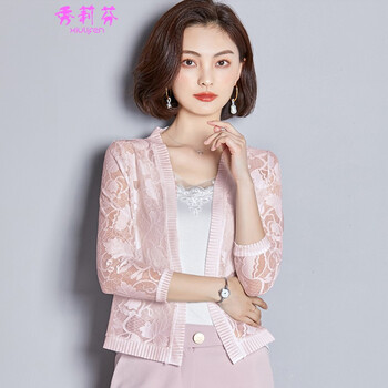 秀莉芬（Xiulifen） 半開領(lǐng) 七分袖 女 短外套 蕾絲拼接