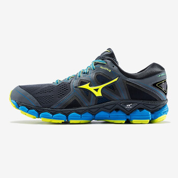 美津濃（MIZUNO）跑步鞋藍灰/熒光黃/黑 41
