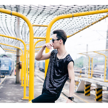 暢印 長(cháng)袖 男士T恤 黑色背心 