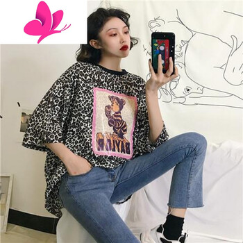 豹紋大碼女打底衫長款