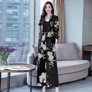 女春秋套裝闊腿褲