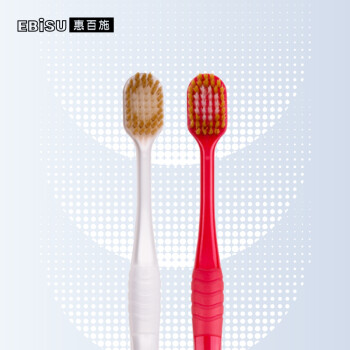 惠百施（EBISU）日本进口舒适倍护48孔宽头牙刷 双层毛软毛成人牙刷大头 2支装