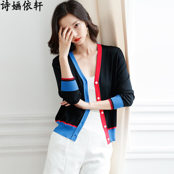 詩(shī)婳依軒  長(zhǎng)袖 女 短外套 拼接，紐扣