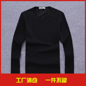 閃爆（SHANBAO） 長袖 男士T恤 V領(lǐng)不倒絨黑色 S，XL，L，M