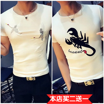 C2潮朝 短袖 男士T恤 kc兩件裝 雙鶴白+蝎子白 