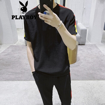 花花公子（PLAYBOY ESTABLISHED 1953） 短袖 男士T恤 DS140黑色 