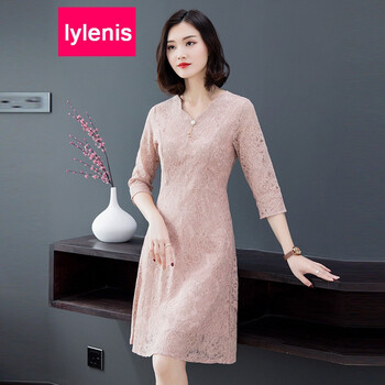 LyLenis 純色 蕾絲 連衣裙