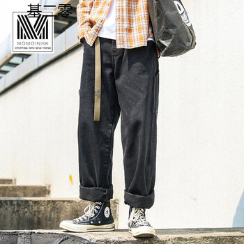 基二零 闊腿褲 日韓風(fēng)格 男士牛仔褲