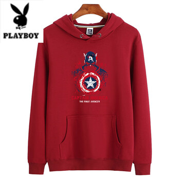 花花公子（PLAYBOY） 長袖 男士T恤 1219酒紅 