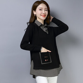 襯衫領(lǐng)毛衣女黑色