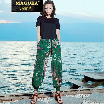 瑪古芭（MAGUBA） 高腰 燈籠褲 女 九分褲 休閑褲