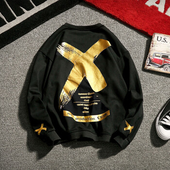 恒陶 長袖 男士T恤 黑色+金色印花 XL，L，M，XXXL，XXL