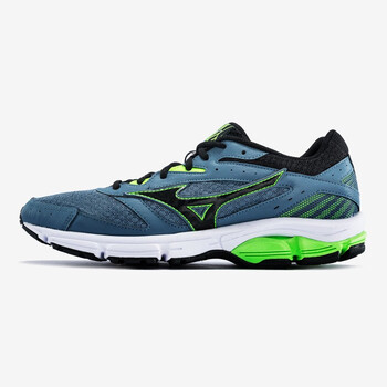 美津濃（MIZUNO）跑步鞋青灰/黑/熒光綠 