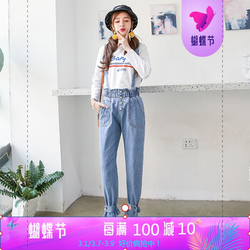 牛仔背帶褲，微胖妹子的減齡之選