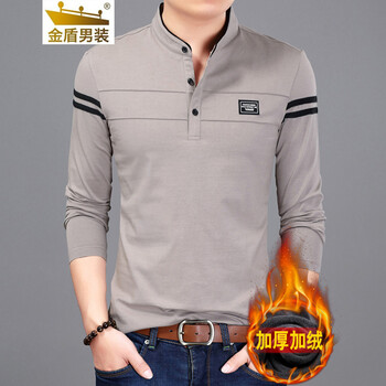金盾（KIN DON） 長(zhǎng)袖 男士T恤 駝色加絨 