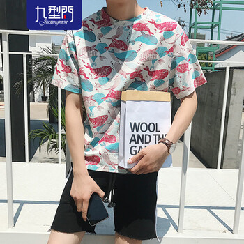 九型門（JIU XING MEN） 短袖 男士T恤 鯨魚 