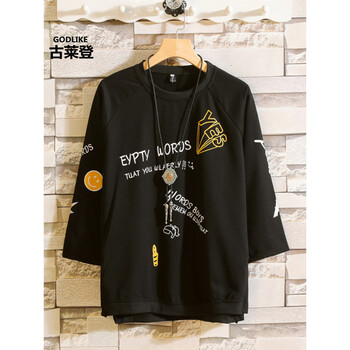 古萊登（GODLIKE） 七分袖 男士T恤 XZ916-W562黑色 S，XL，L，XXL，M