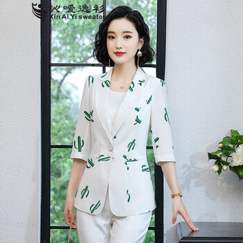 碎花西裝外套女