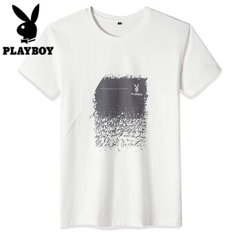 花花公子（PLAYBOY） 短袖 男士T恤 白色（121） 