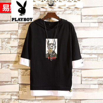 花花公子（PLAYBOY） 短袖 男士T恤 18884款黑色 