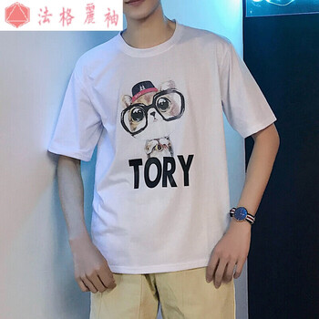 ESX 七分袖 男士T恤 眼睛貓五分 白色 