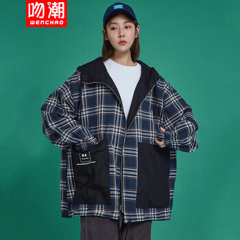 吻潮 翻領(lǐng) 長(zhǎng)袖 女 短外套 口袋，帶帽
