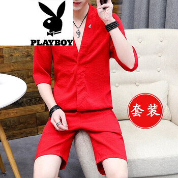 花花公子（PLAYBOY） 長(zhǎng)袖 男士T恤 907紅色 