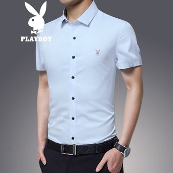 花花公子（PLAYBOY ESTABLISHED 1953） 短袖 男士T恤 淺藍(lán)短袖 