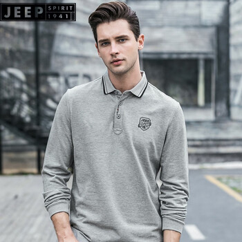 Jeep 長(cháng)袖 男士T恤 花灰 