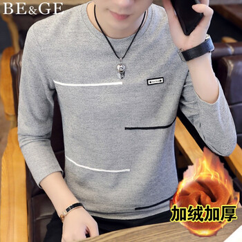 BE&GE 長袖 男士T恤 灰色1802/加絨 XL，L，XXXL，XXL，M