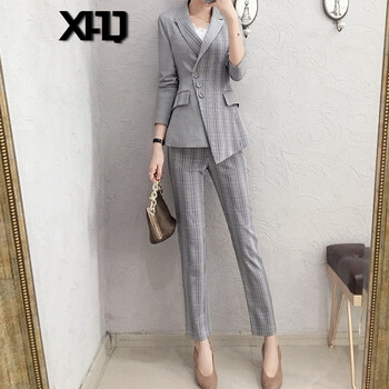 XAQ 格子 格子 連衣裙