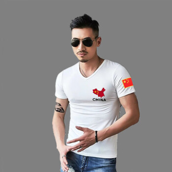 SD 短袖 男士T恤 地圖V領(lǐng)白 
