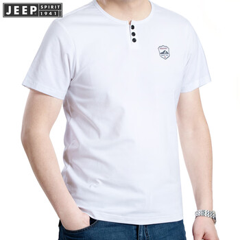吉普（JEEP） 短袖 男士T恤 白色  TS0043 