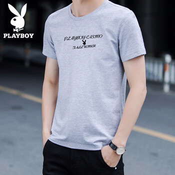 花花公子（PLAYBOY） 短袖 男士T恤 8773灰色 