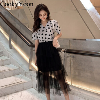 CookyYoon 純色 亮絲，不規(guī)則，蕾絲拼接 連衣裙