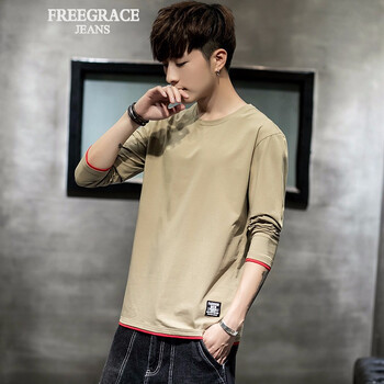 自由風(fēng)度（FREEGRACE） 長袖 男士T恤 卡其色 XL，L，XXL，XXXL，M
