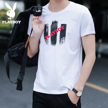 花花公子（PLAYBOY ESTABLISHED 1953） 短袖 男士T恤 白色SY36092 