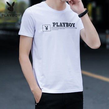 花花公子（PLAYBOY） 短袖 男士T恤 白色H36091 