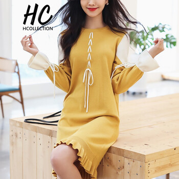 Hcollection  撞色，綁帶 連衣裙