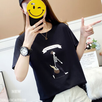 蝶以（Dieyi） 印花 短袖 T恤 女 圓領(lǐng)