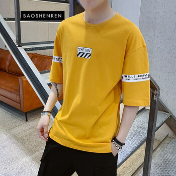 寶參人（Baoshenren） 五分袖 男士T恤 3003黃色 