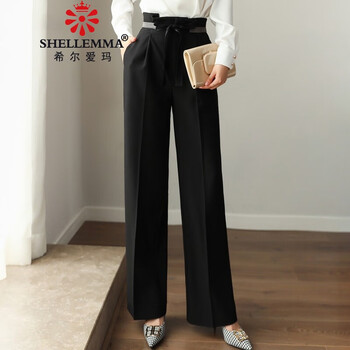 希爾愛瑪（SHELLEMMA） 高腰 闊腿褲 女 長(zhǎng)褲 休閑褲