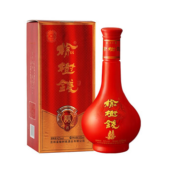 榆树钱双喜500ml*6瓶粮食酿造42度浓香型结婚庆礼宴喜酒整箱 500ml单