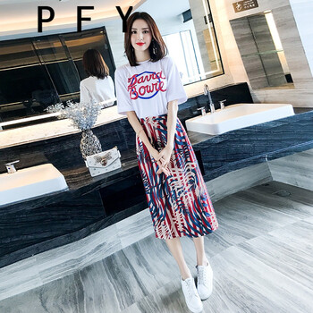 PFY 純色 印花 連衣裙