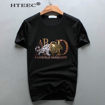 hteec 短袖 男士T恤 黑色-金錢(qián)豹 